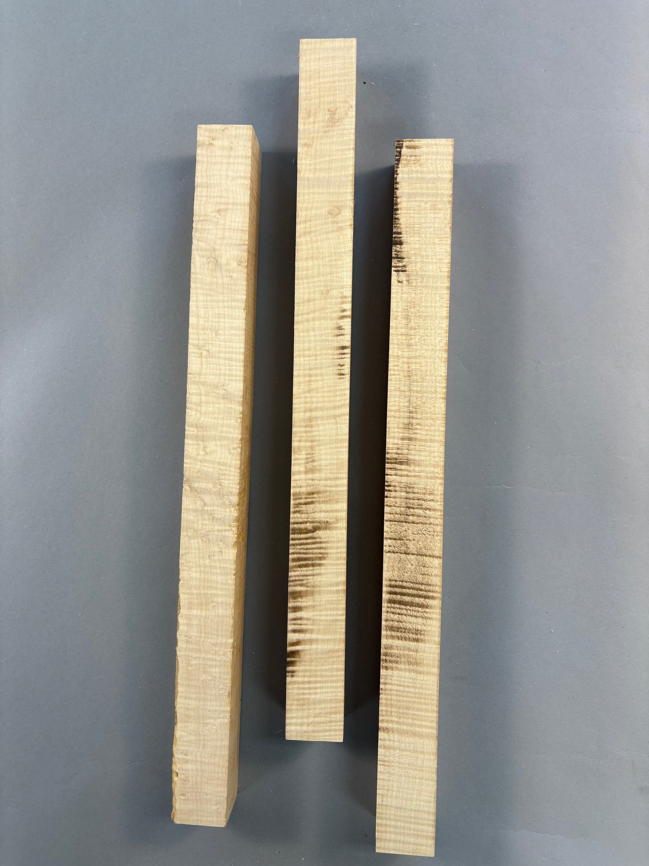 Set of 3 Rare Birdseye and Curly Pool Cue Blanks-BEPC13-$160 Includes Shipping