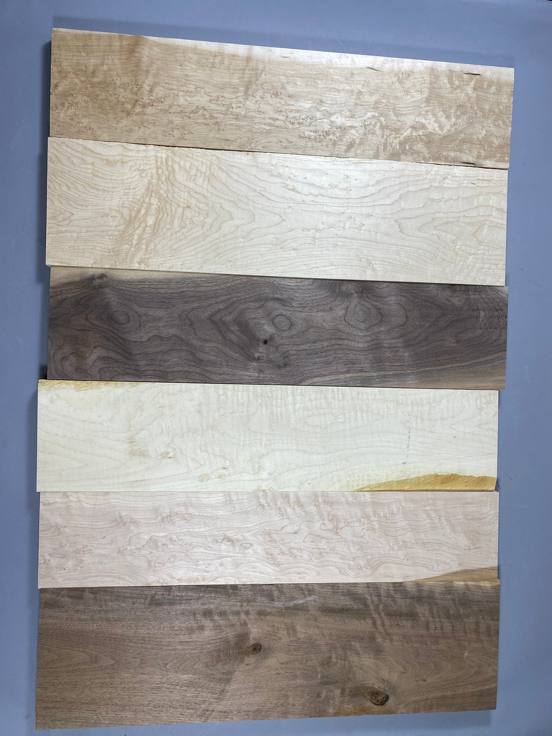 4/4 combo box curly walnut, birdseye maple and curly maple