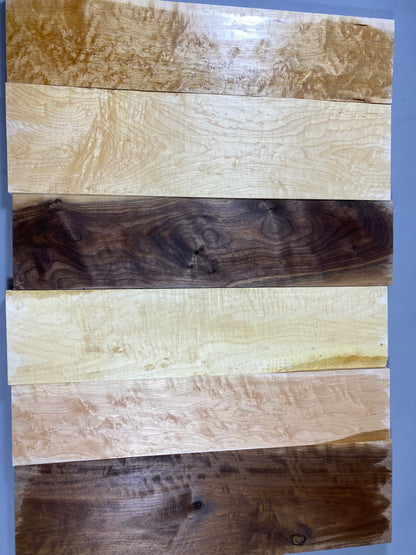 4/4 combo box curly walnut, birdseye maple and curly maple