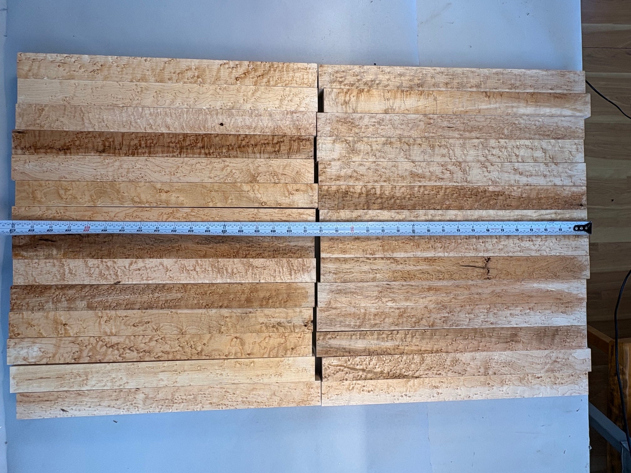 Natural color birdseye maple pool cue/turning blanks with heavy birdseye figure